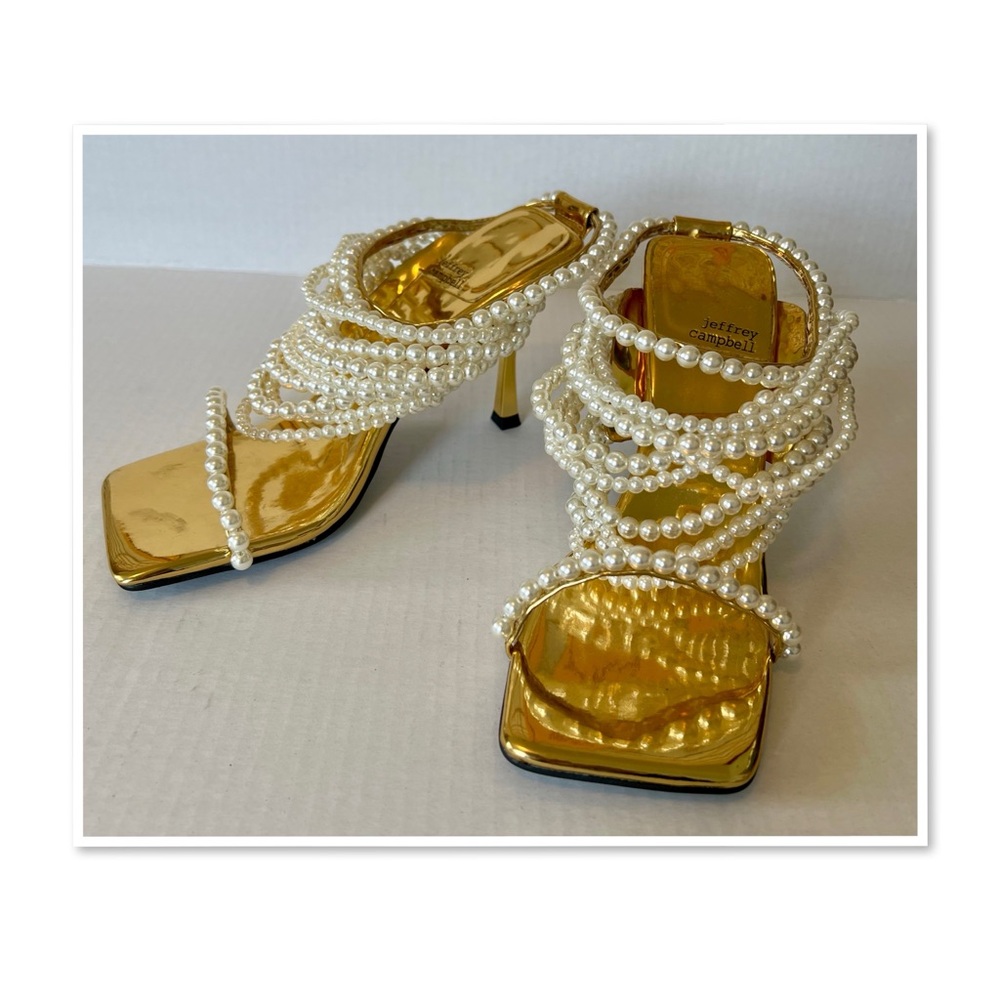 Jeffrey Campbell Pearl and Gold Fabric Sandals - Picture 3 of 8